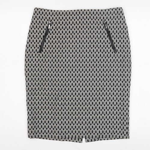Marks and Spencer Women's Black Geometric Pencil Skirt, Size 12