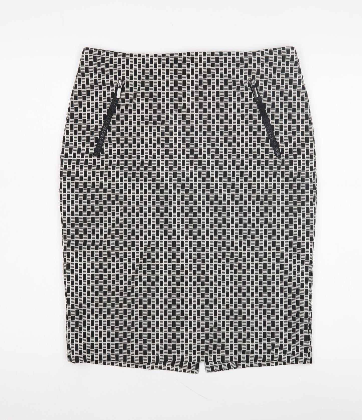 Marks and Spencer Women's Black Geometric Pencil Skirt, Size 12