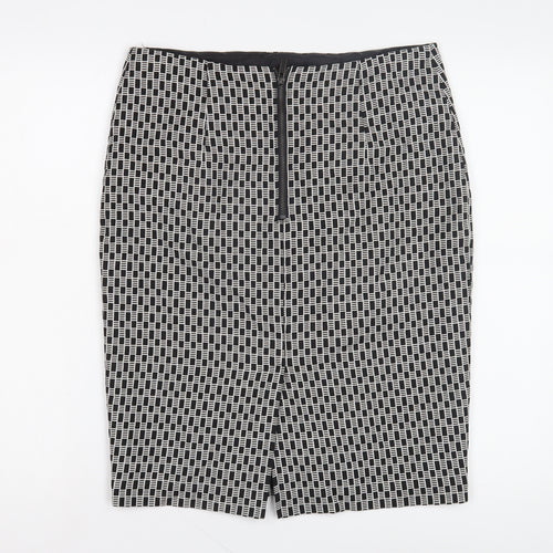 Marks and Spencer Women's Black Geometric Pencil Skirt, Size 12