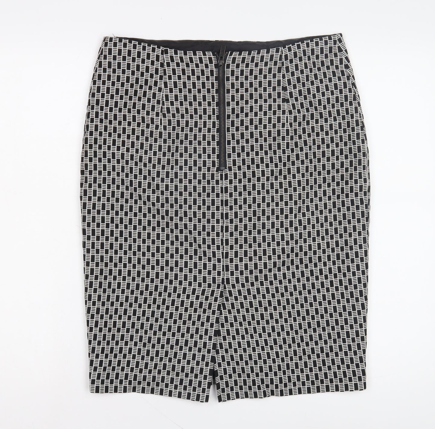 Marks and Spencer Women's Black Geometric Pencil Skirt, Size 12