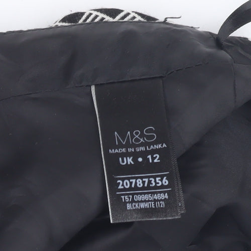 Marks and Spencer Women's Black Geometric Pencil Skirt, Size 12