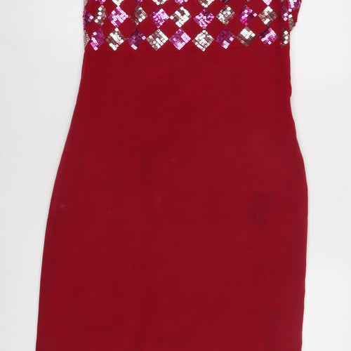 August Silk Red Bodycon Dress, Size 10, Women, Party Wear