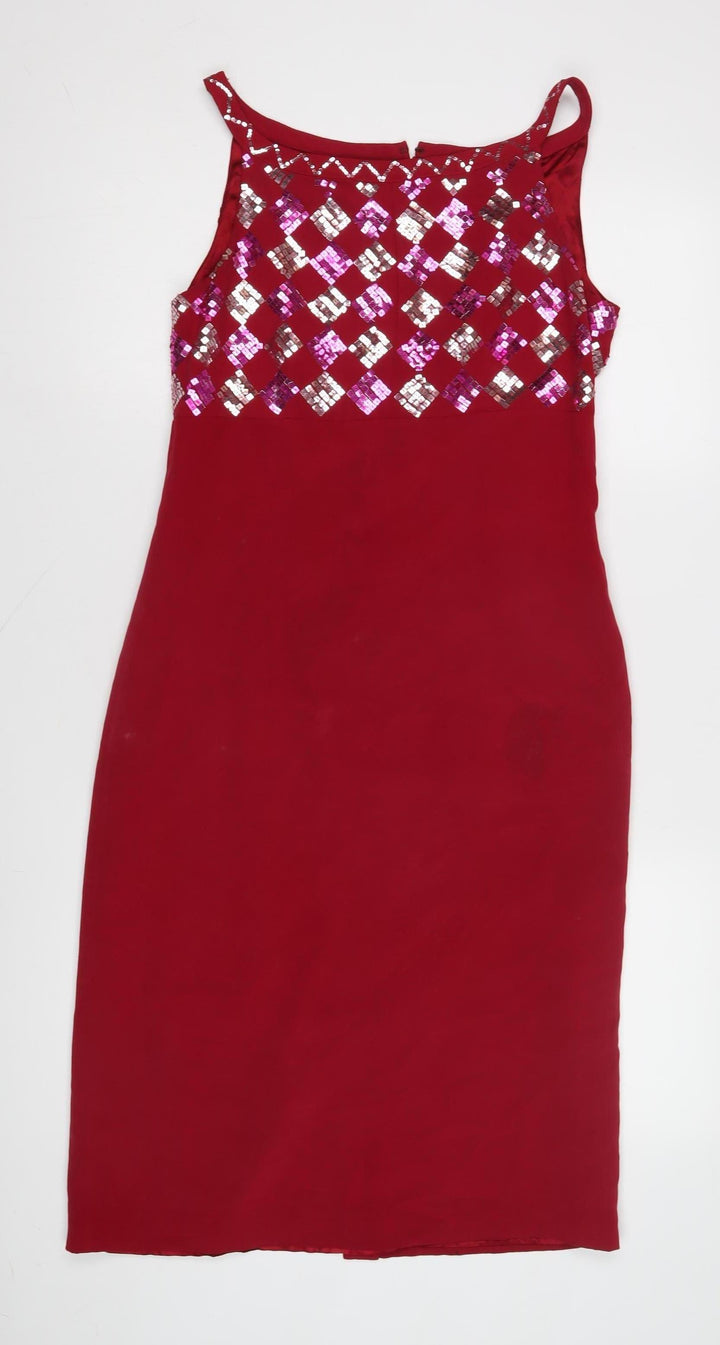 August Silk Red Bodycon Dress, Size 10, Women, Party Wear