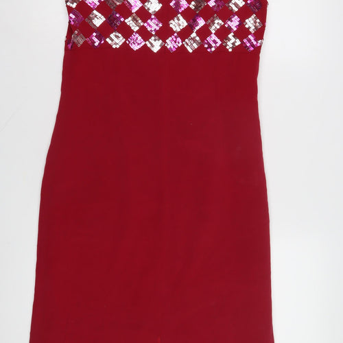 August Silk Red Bodycon Dress, Size 10, Women, Party Wear