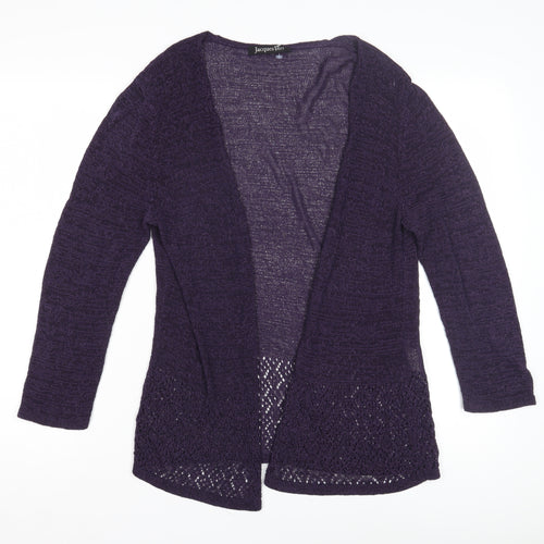 Jacques Vert Women's Purple Open Front Cardigan Size M Open Knit