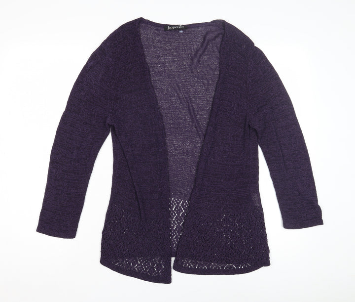 Jacques Vert Women's Purple Open Front Cardigan Size M Open Knit