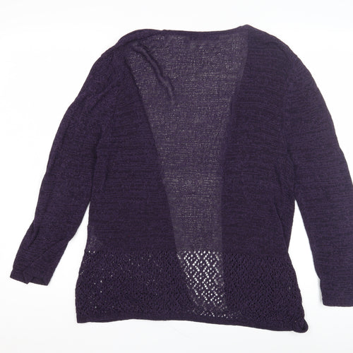 Jacques Vert Women's Purple Open Front Cardigan Size M Open Knit