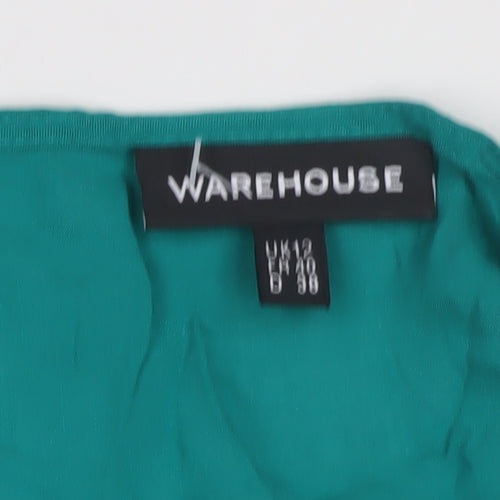 Warehouse Women's Green Short Sleeve Top UK 12