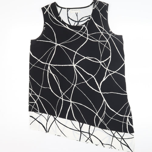 Chianti Women's Black Geometric Asymmetric Tank Top Size 12
