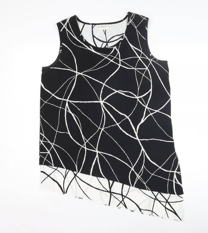 Chianti Women's Black Geometric Asymmetric Tank Top Size 12