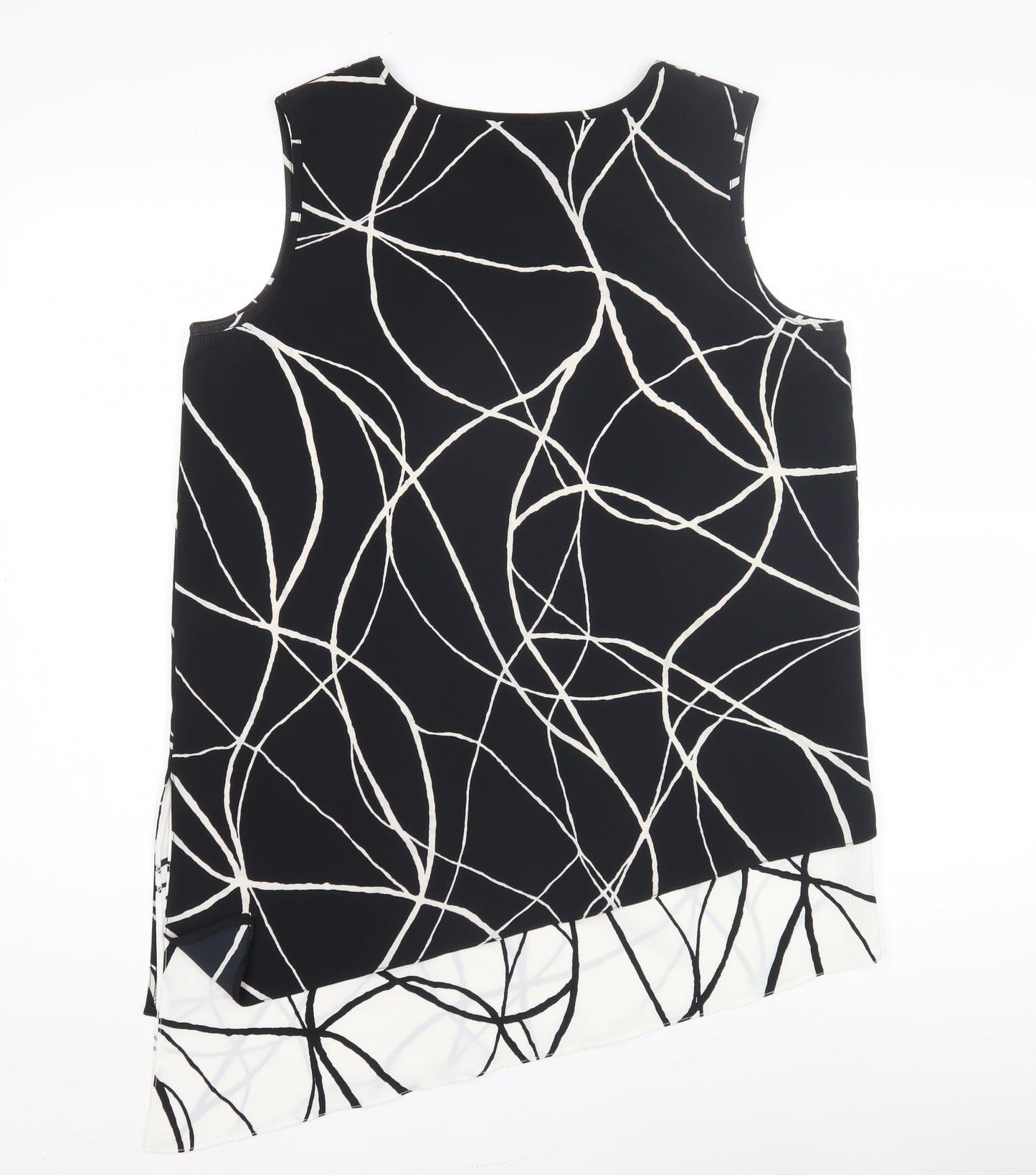 Chianti Women's Black Geometric Asymmetric Tank Top Size 12