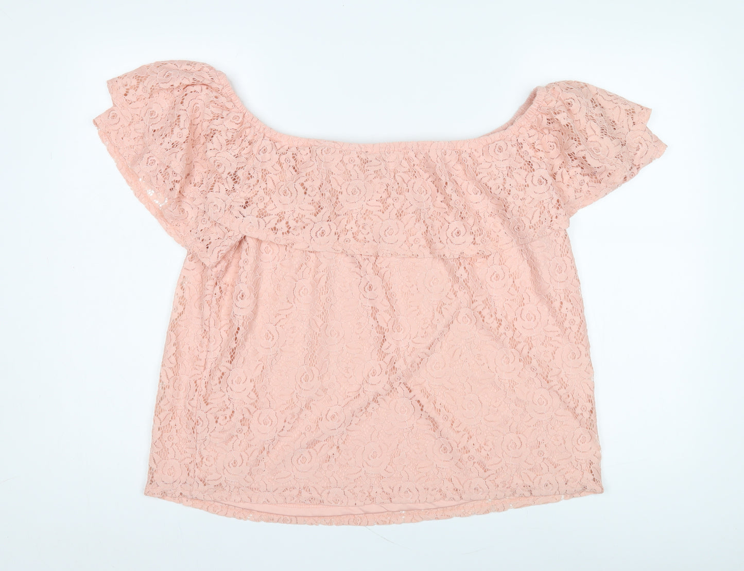 Dorothy Perkins Women's Pink Lace Off Shoulder Blouse