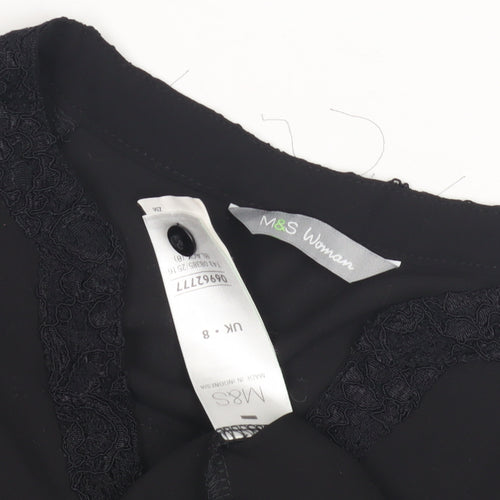 Marks and Spencer Women's Black V-Neck Blouse UK 8