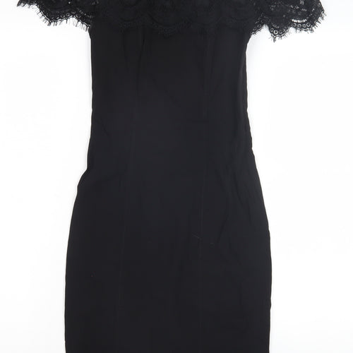 Miss Selfridge Women's Black Off Shoulder Sheath Dress Size 8