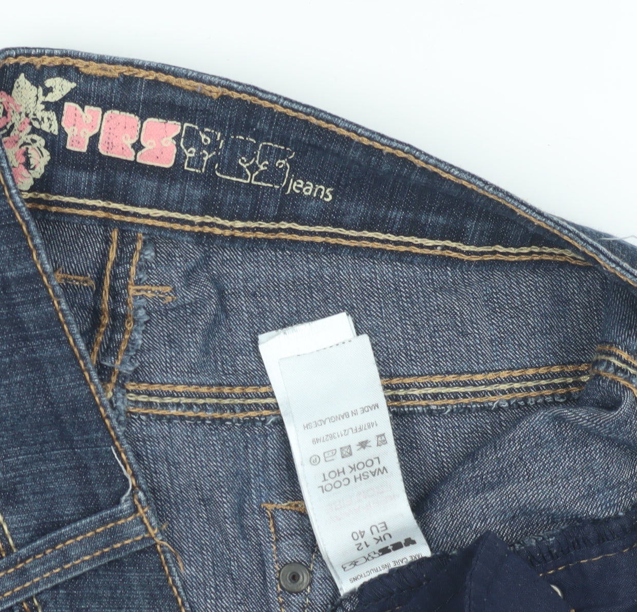 Yes Yes Blue Chino Denim Shorts, Size 12, Regular Fit, Spring/Summer