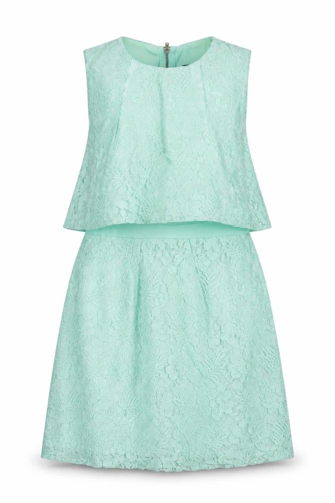 Topshop Women's Green Lace A-Line Dress