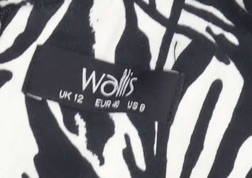 Wallis Women's Black & White Print Dress, Size 12