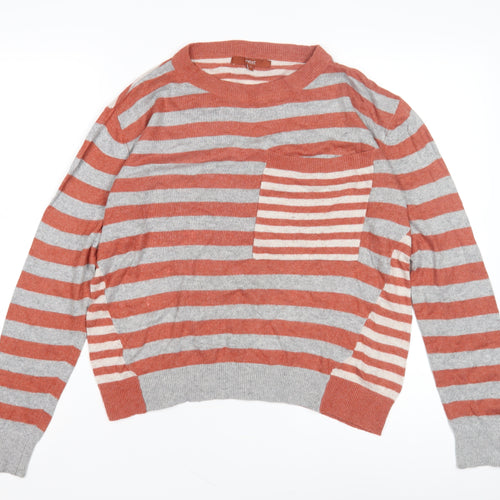 Next Men's Orange Stripe Pullover Jumper, Size 12