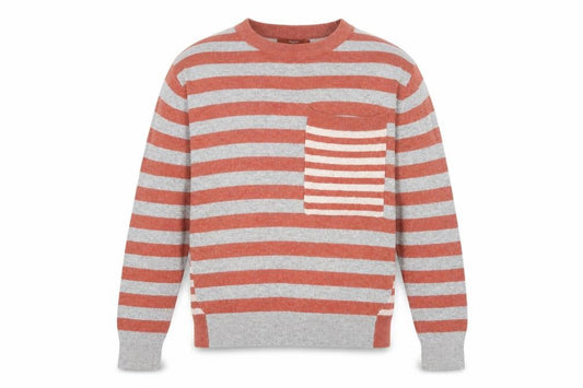 Front view of Next women’s orange stripe jumper, size UK 12