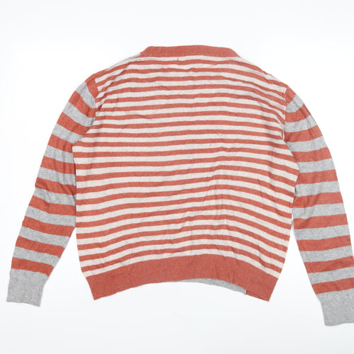 Next Men's Orange Stripe Pullover Jumper, Size 12