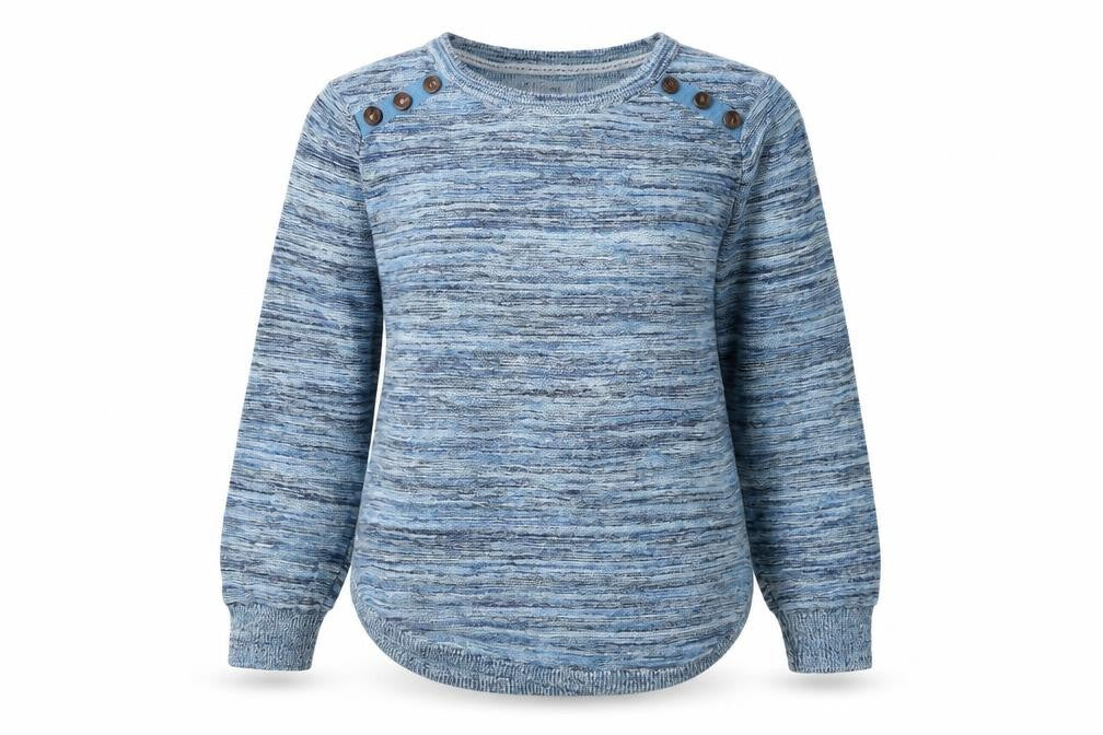 Front view of Autonomy Blue Crew Neck Women's Jumper, size 12