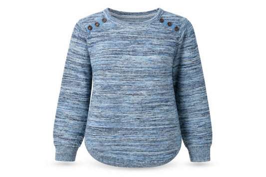 Front view of Autonomy Blue Crew Neck Women's Jumper, size 12