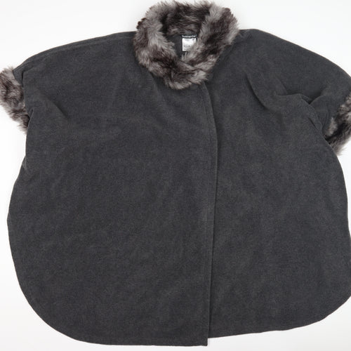 Bonmarche Women's Grey Faux Fur Trim Cape, S/M