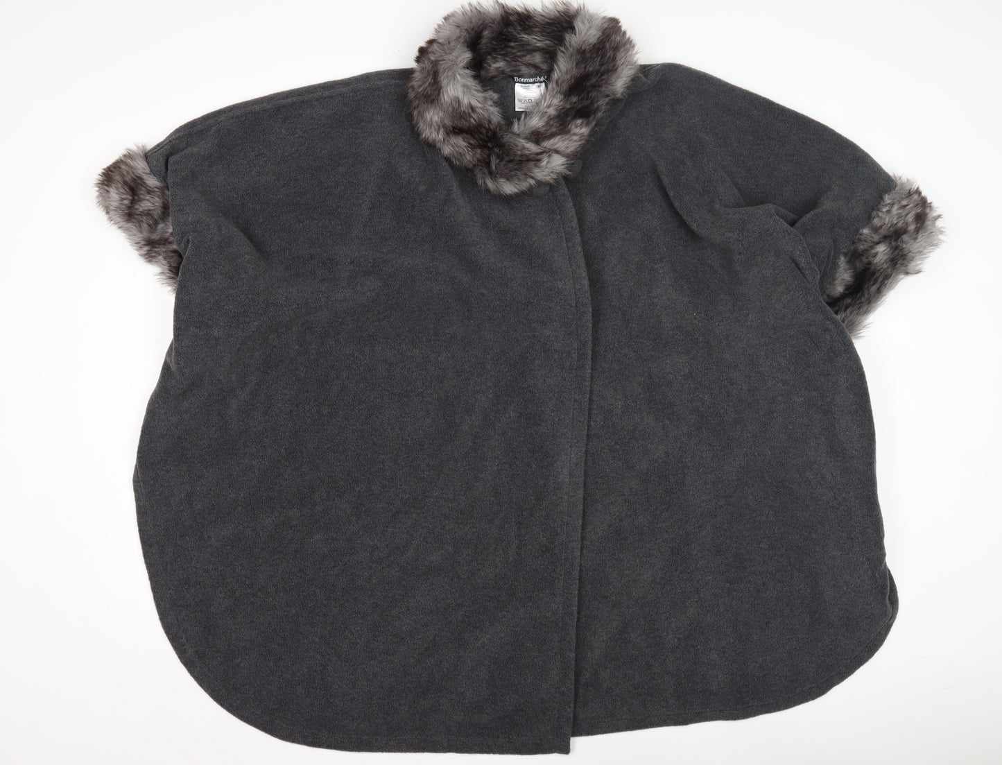 Bonmarche Women's Grey Faux Fur Trim Cape, S/M