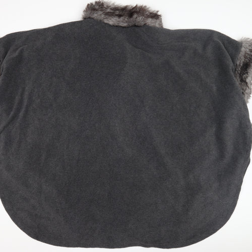 Bonmarche Women's Grey Faux Fur Trim Cape, S/M