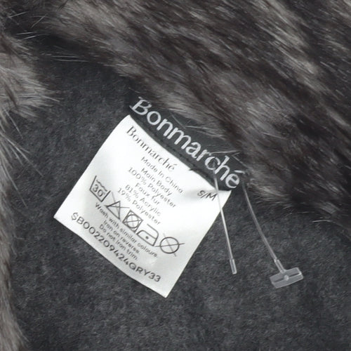 Bonmarche Women's Grey Faux Fur Trim Cape, S/M