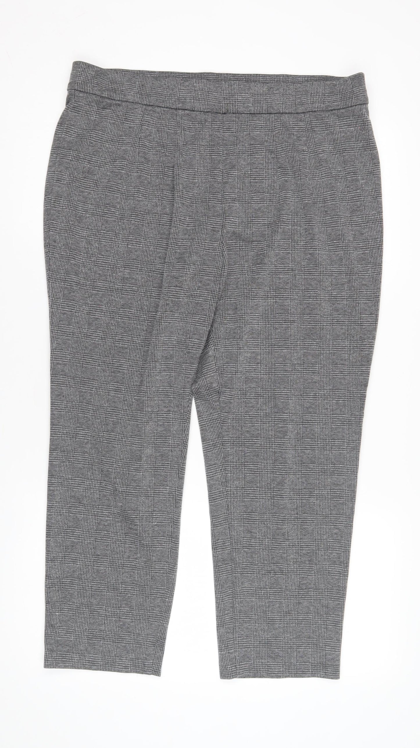 Marks & Spencer Women Grey Checked Cropped Trousers