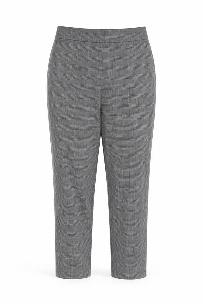 Front view of Marks & Spencer Women Grey Checked Cropped Trousers