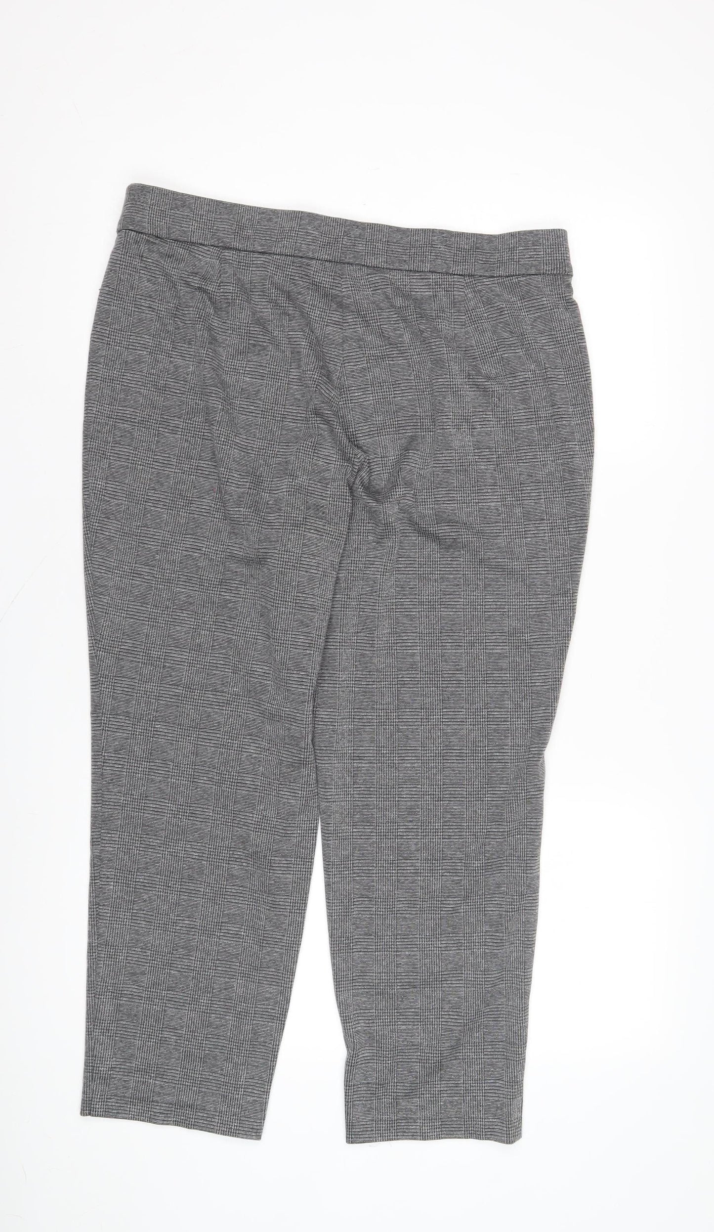 Marks & Spencer Women Grey Checked Cropped Trousers