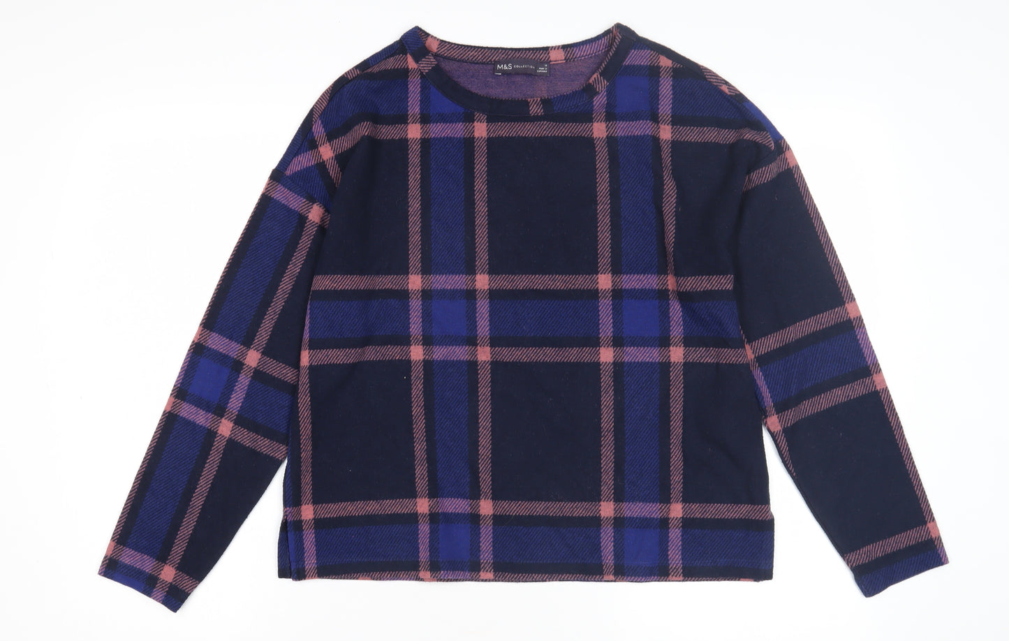 Marks and Spencer Women's Size 10 Blue Check Long Sleeve Top