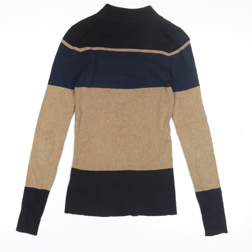 Next Women's Beige and Black Striped Pullover Jumper - Size 6