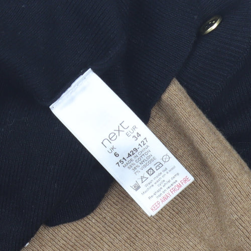 Next Women's Beige and Black Striped Pullover Jumper - Size 6