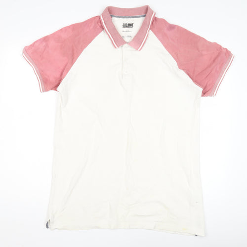 Jacamo Men's Pink Colourblock Polo Shirt - Size L