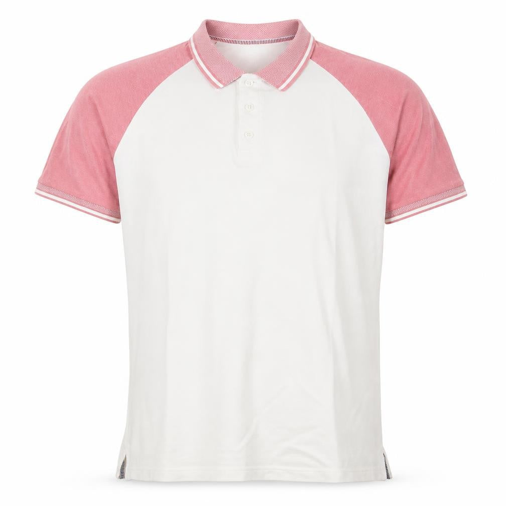 Front view of Jacamo Men's Pink Colourblock Polo Shirt -, size L