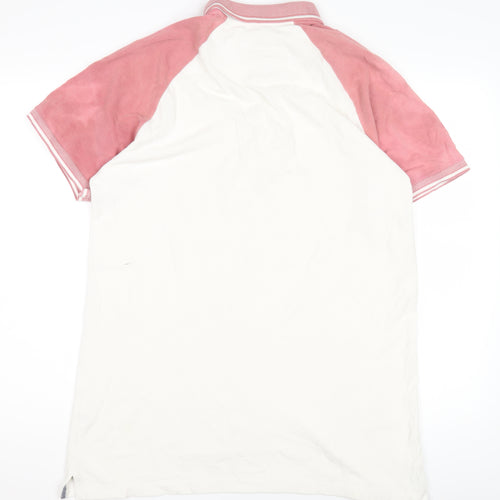 Jacamo Men's Pink Colourblock Polo Shirt - Size L