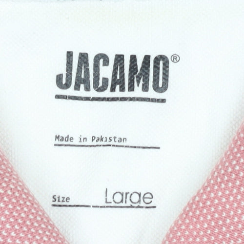 Jacamo Men's Pink Colourblock Polo Shirt - Size L
