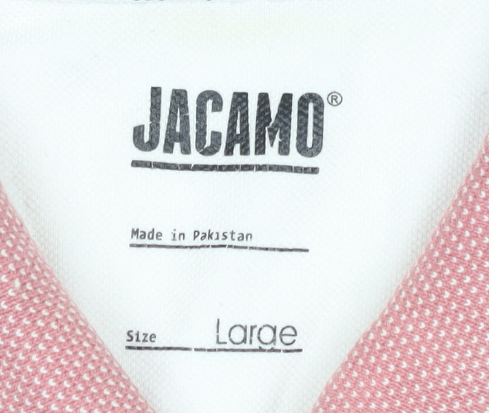 Jacamo Men's Pink Colourblock Polo Shirt - Size L