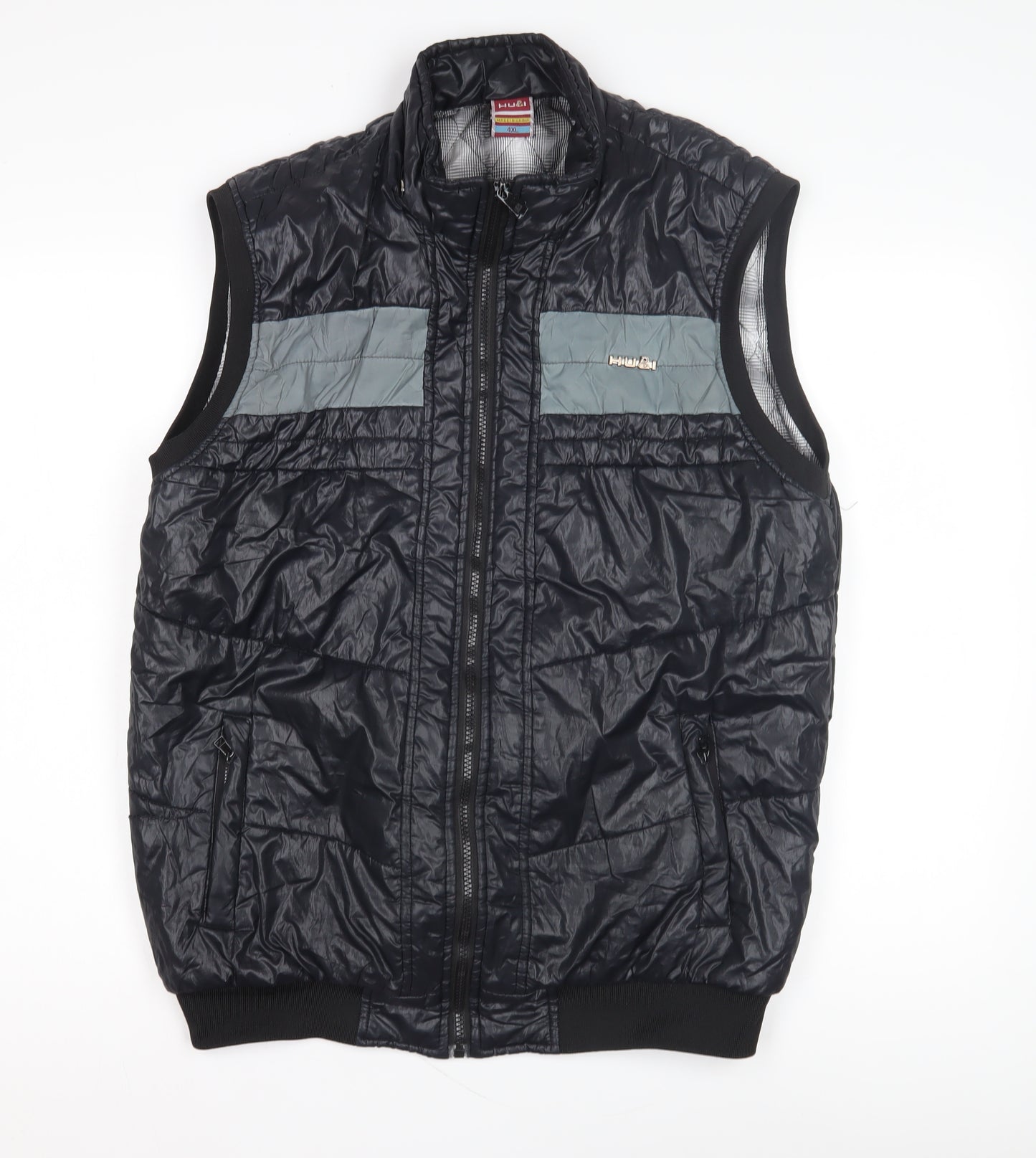 HUGI Men's Black 4XL Puffer Waistcoat Full Zip