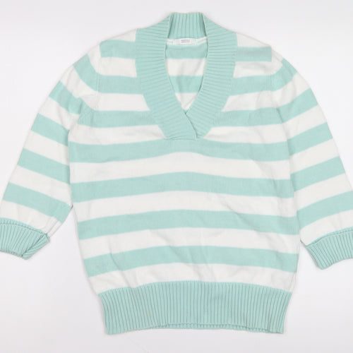 Marks & Spencer Women's Striped V-Neck Jumper, Size 14