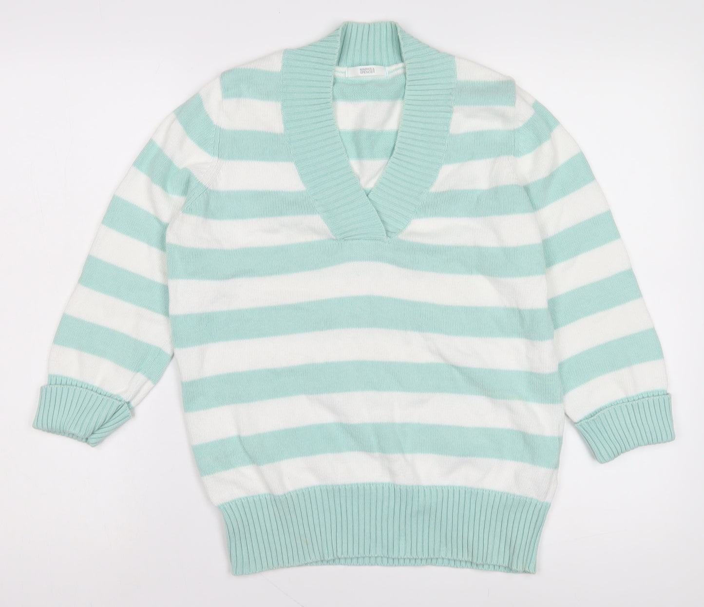 Marks & Spencer Women's Striped V-Neck Jumper, Size 14