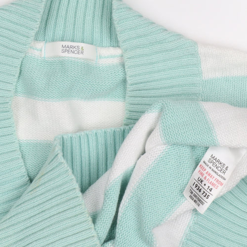 Marks & Spencer Women's Striped V-Neck Jumper, Size 14