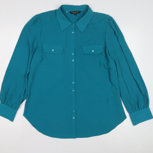 Debenhams Women's Blue Button-Up Shirt Size 16