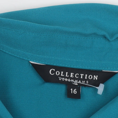 Debenhams Women's Blue Button-Up Shirt Size 16
