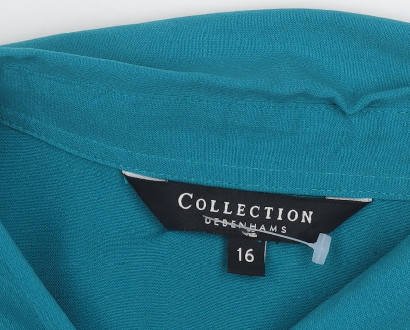Debenhams Women's Blue Button-Up Shirt Size 16