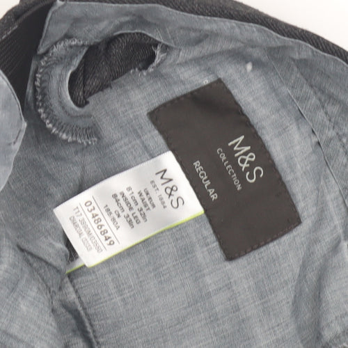 Marks and Spencer Men's Grey Regular Fit Trousers