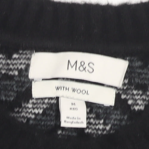 Marks and Spencer Mens Black Geometric Pullover Jumper M